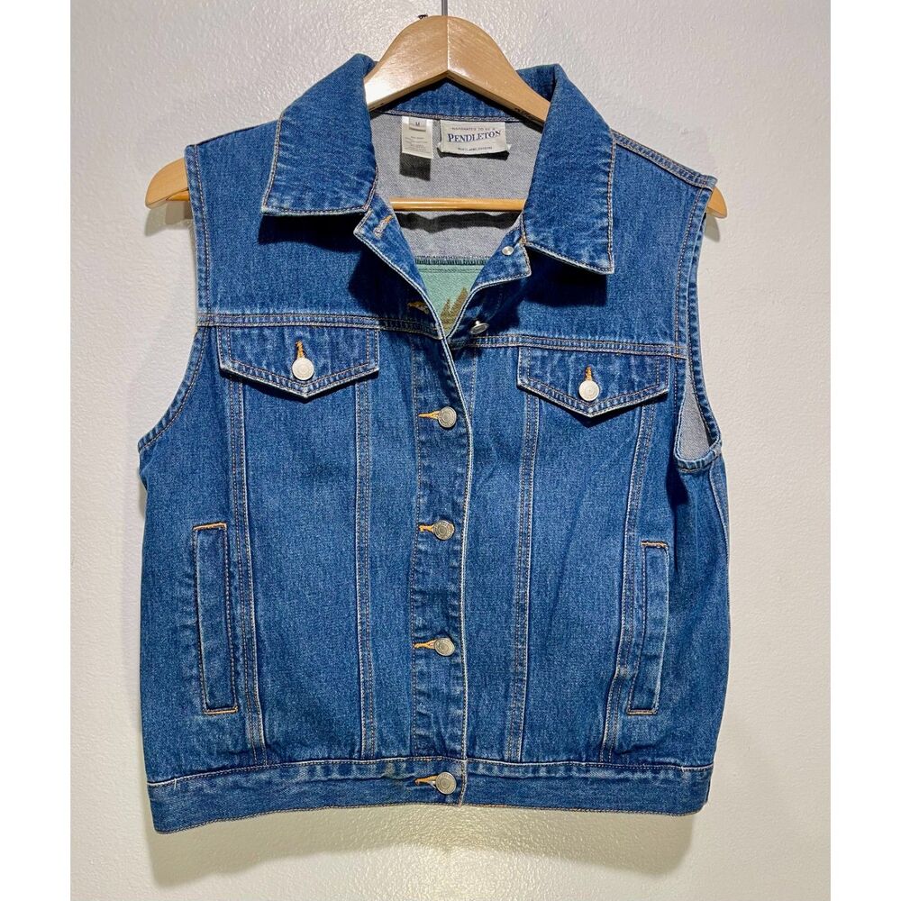 Pendleton Blue Vest With Geometric Pattern - image 2